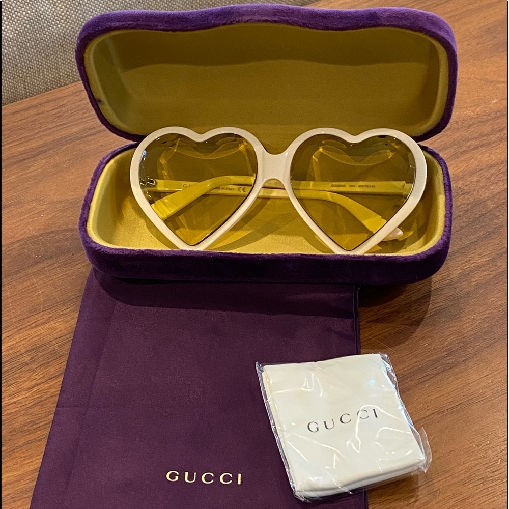 💯 NWT Gucci heart shaped acetate sunglasses 60mm